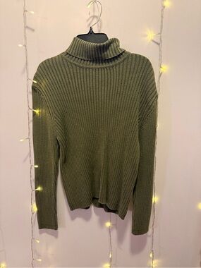 Sonoma Olive Green Ribbed Turtleneck Sweater